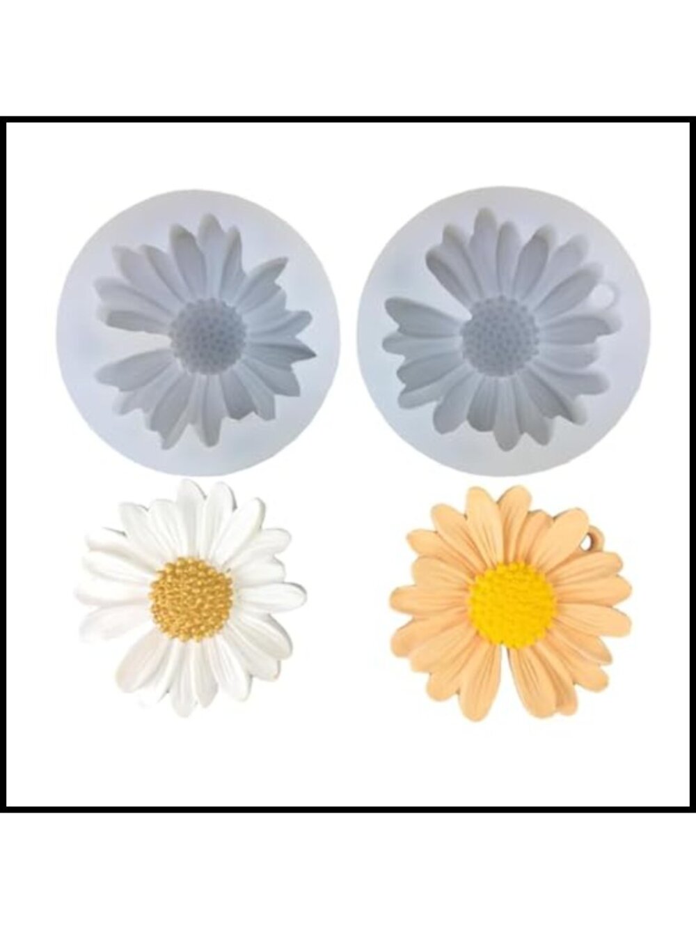 2PC Daisy Flower Silicone Mold 3D Fondant Cake Soap Resin DIY Craft